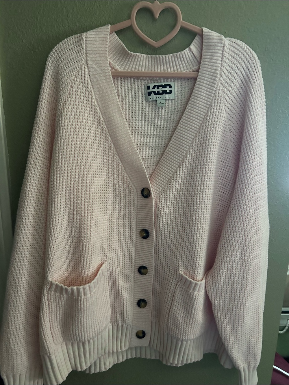 NWOT Soft Light Pink V-Neck Button Cardigan with Pockets